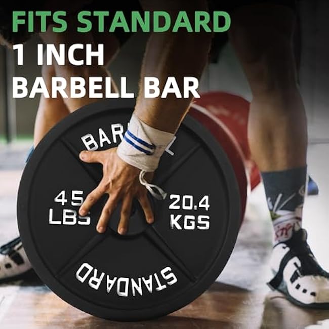 Cast Iron 1-Inch Standard Weight Plate for Strength Training & Weightlifting, Multiple Weights Available