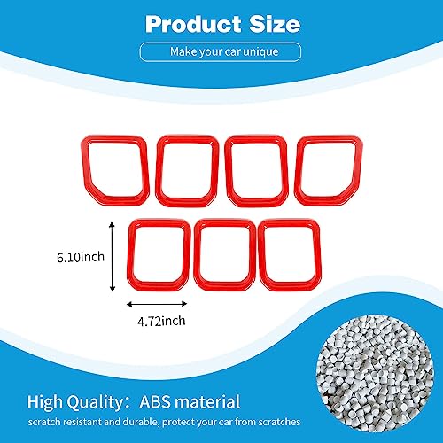 Image of for Compass Front Grille Insert Cover Trim Frame Compatible with Jeep Compass 2021 2022 2023 Red Exterior Accessories 7pcs