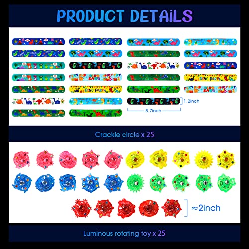 Sekeahu 25 Pack Led Light Up Fidget Slap Bracelets, Dinosaur Party Favors For Kids 4-8 8-12 Easter Basket Egg Fillers Goodie Bag Stuffers Glow In The Dark Party Supplies Return Gifts For Kids Birthday #TOP4