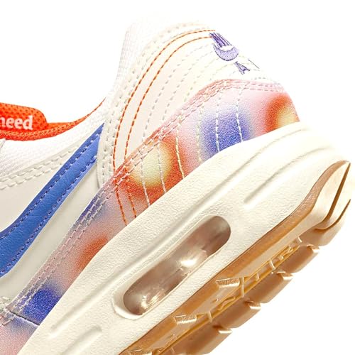 Nike Air Max 1 SE Big Kids' Shoes (FN7287-100, SAIL/Blue Joy/Safety Orange/Football Grey) Size 5.5