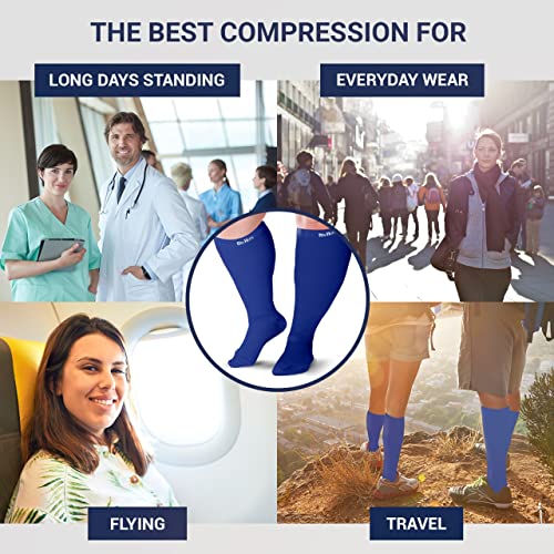 Image of Compression Socks 20-30 mmHg for Women & Men - Knee High Stockings (XX-Large, Blue)