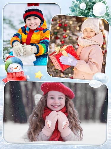 Image of EBOOT 3 Pairs Winter Kids Gloves Warm | Toddler Gloves for Boys Girls Outdoor, Full Finger Fluffy Soft Mittens for 1-11 Years Children, Multiple Colors