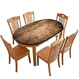 Rustic Oval Wood Grain Table Cloths, Rustic Wood Planks Elastic Edged Polyester Fitted Table Cover,