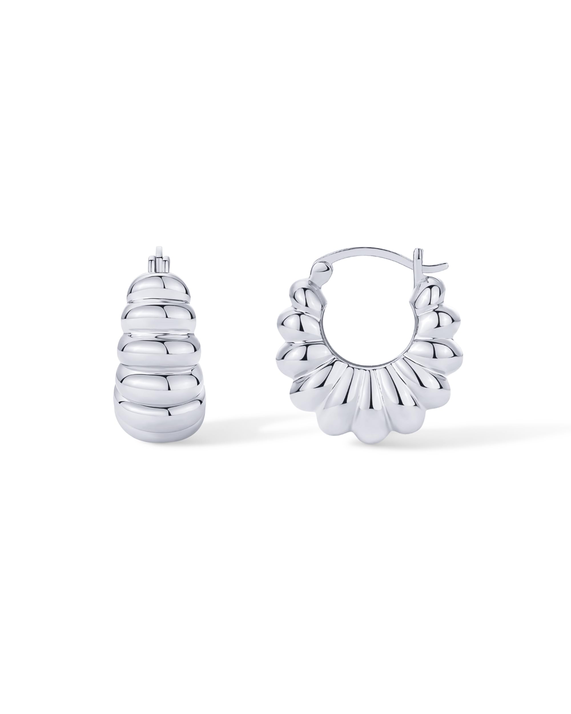 PAVOI14K Gold Plated Chunky Croissant Hoop Earrings for Women - Bold Statement Earring