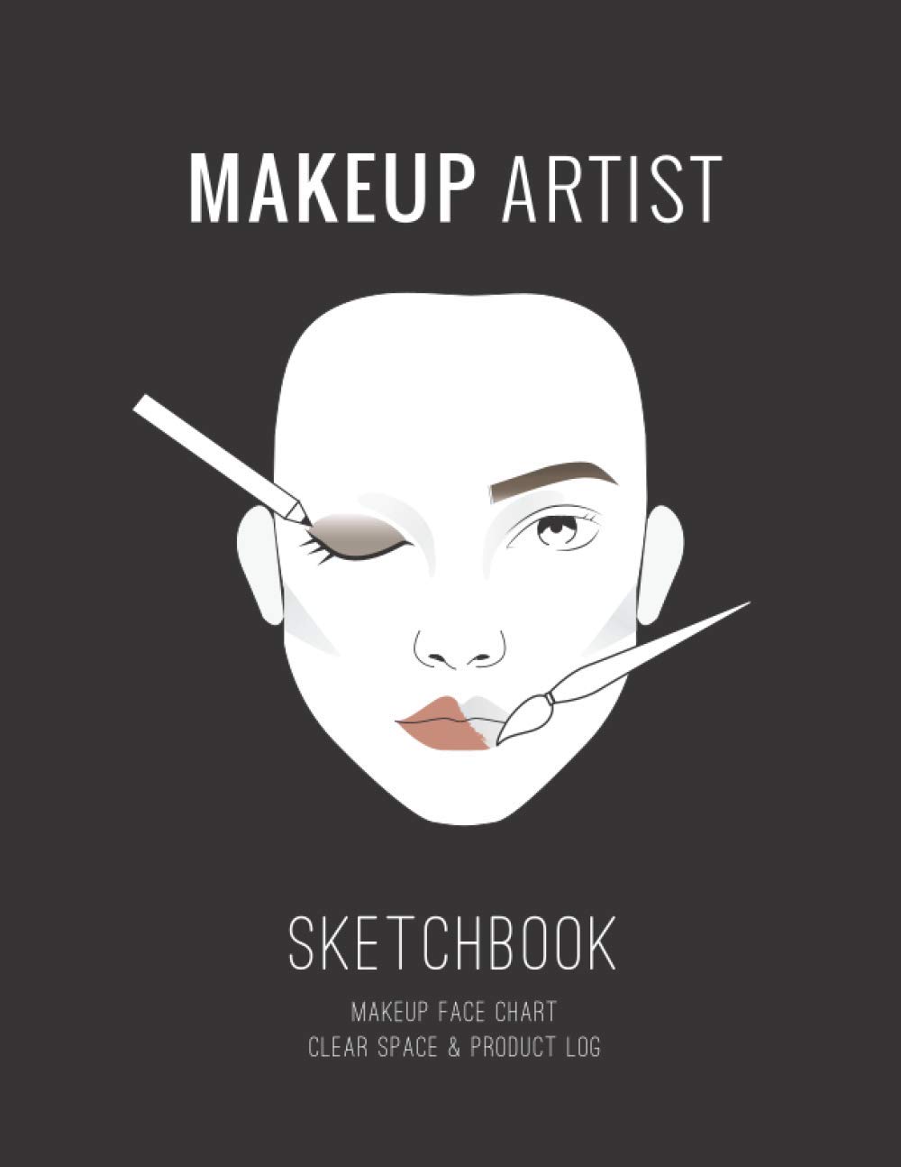 MAKEUP ARTIST Sketchbook Makeup face chart Clear space & Product Log: Makeup Artist Drawing and Coloring Head Fiqures Notebook (100pages) 8.5" x 11"