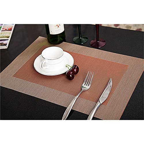 Manteles individuales,Color Diagonal Box Cubiertos Almohadilla de aislamiento, 6 piezas, impermeable, antideslizante, mantel, posavasos, arroz rojo Cover