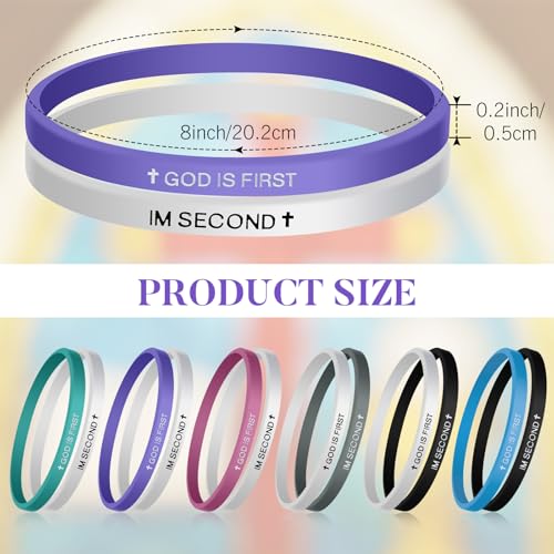Jerify 12 Pcs God Is First Bracelet Im Second Bracelets Christian Rubber Inspirational Bible Verses Bracelets for Women Men Faith Gifts Religious Gifts3
