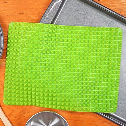 Southern Homewares Healthy Homewares Raised Silicone Baking Sheet Non-Stick Cooking Mat Oven Tray Liner Green Set of 2