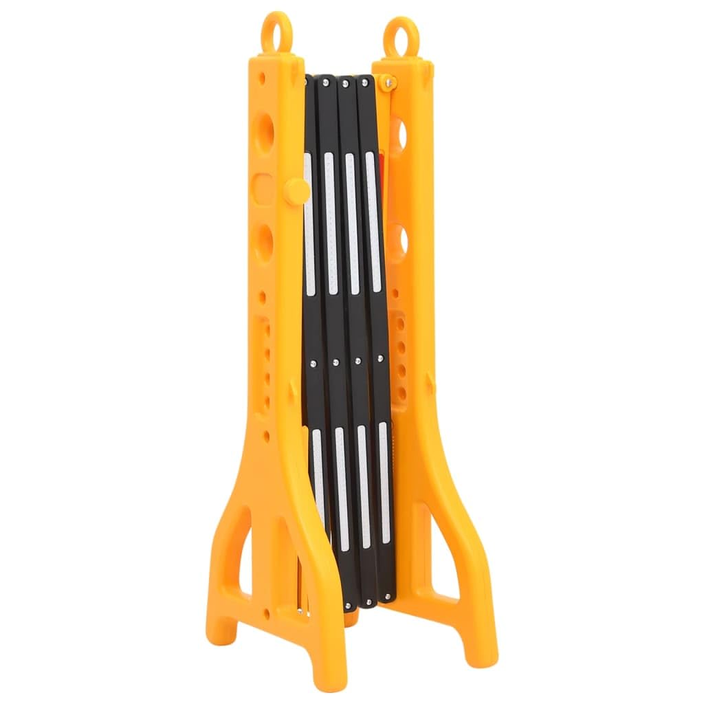 Barrera de tráfico plegable amarillo y negro de PE 250 x 38 x 96 cm para exteriores, reflectante, resistente a la intemperie, señal de tráfico y señal de advertencia para delimitación flexible