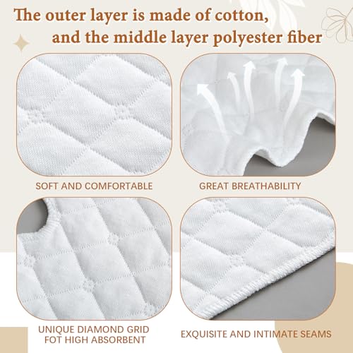 Wesnoy 10 Pcs Tummy Liners for Sweat Rash Cotton Under Belly Sweat Liners Under Belly Absorber Pads Band for Skin Rash(White,XXL)