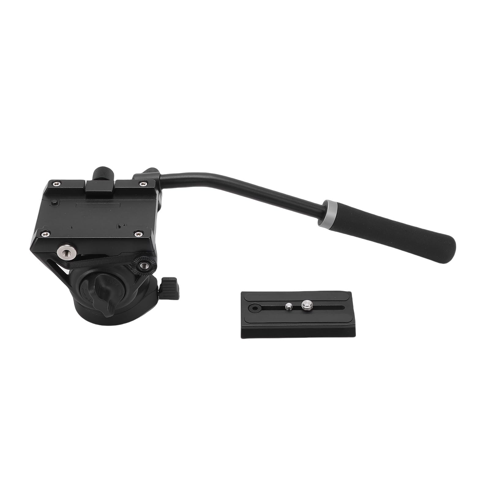 ASHATA Treppiede per Videocamera Testa con Trascinamento per Videocamere DSLR, Treppiede in Alluminio Resistente con Testa Panoramica, Ideale per la Fotografia di Vlogging