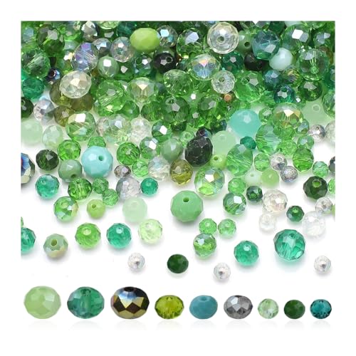 HMCEY Lot de 800 Perles en Cristal à Facettes 4/6/8 mm,Artisanat Perle Verre pour Bracelet,Perle pour Bijoux avec Cordon élastique,Rocaille Perles Et...