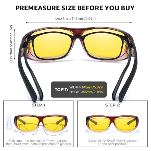 Myiaur Night Vision Glasses for Men Women, Polarized Fit Over Wrap Around Driving Glasses, Anti Glare and UV400 Protection3