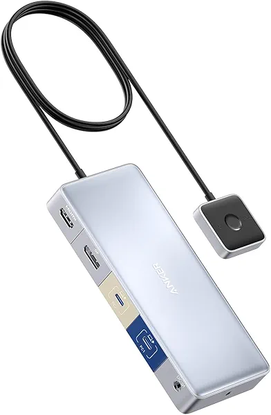 Anker Docking Station, KVM Switch for 2 Laptops, Dual 4K Monitor 554 USB C Docking Station, with HDMI and DisplayPort, Max 100W PD, USB 3.0, Audio for Lenovo Laptop, Macbook, iPad, Steam Deck and More