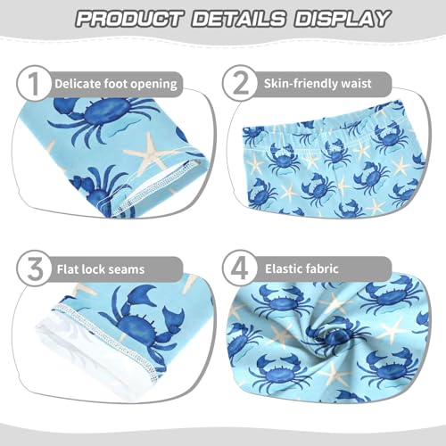 Crab Starfish Pattern Girls Leggings Soft Comfortable Athletic Leggings Dancing Pants for 4-10 Years3