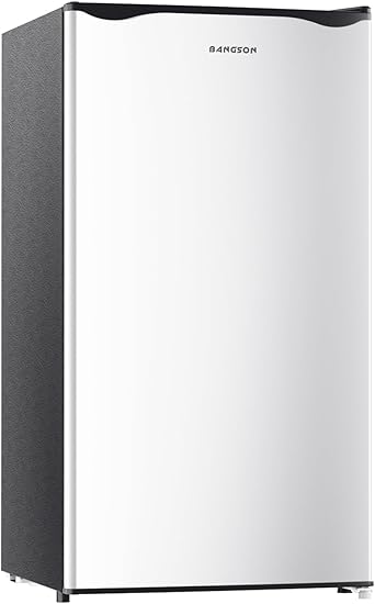 BANGSON Mini Fridge with Freezer, 3.2Cu.Ft, Single Door Small Refrigerator, Energy-Efficient, Low Noise, Mini fridge for Bedroom Dorm and Office, Silver