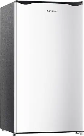 BANGSON Mini Fridge with Freezer, 3.2Cu.Ft, Single Door Small Refrigerator, Energy-Efficient, Low Noise, Mini fridge for Bedroom Dorm and Office, Silver