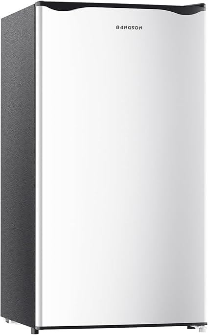 BANGSON Mini Fridge with Freezer, 3.2Cu.Ft, Single Door Small Refrigerator, Energy-Efficient, Low Noise, Mini fridge for Bedroom Dorm and Office, Silver