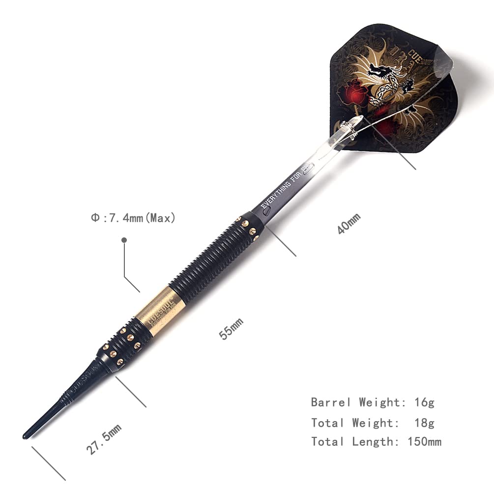 CUESOUL 16 Grams Deluxe Soft Tip Darts Set with Luxury Case£¨Dragon Series£©