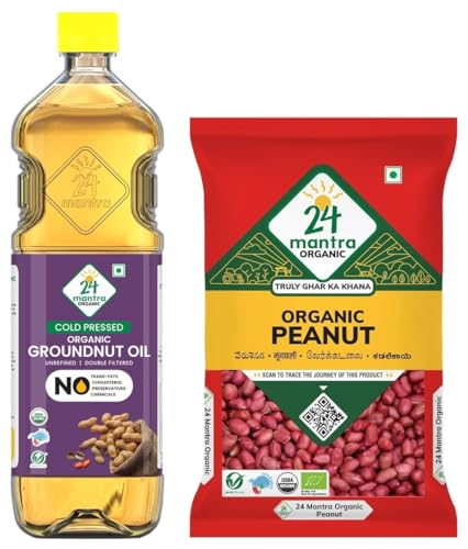 Image of 24 Mantra Organic Raw Peanut 500g and Unrefined Groundnut Oil /Moongphali ka Tel- 1 L (Pack of 2)