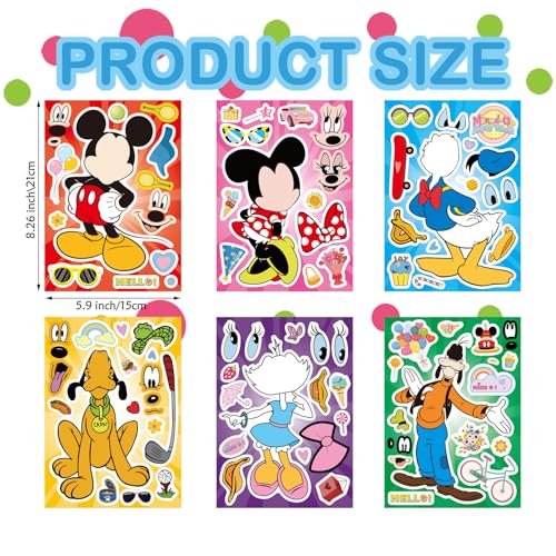36PCS Mouse Make a Face Stickers, DIY Mouse Party Supplies Favors Make Your Own Stickers Mixed and Matched with Different Designs Characters for Birthday Gifts Class Reward Book Decor 13+ - Image 3