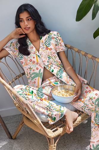 Image of Ekouaer Pajamas for Women Set Button Up Soft Pjs Short Sleeve 2 Piece Lounge Sets Comfy Sleepwear