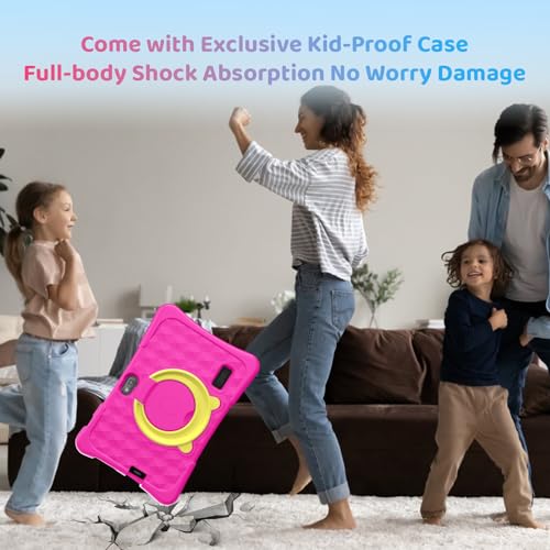 Image of Kids Tablet, 7 Inch Android 15 Tablet for Kids, 8GB+32GB 1TB Expanding, Quad Core Toddler Tablets with Shockproof Case, BT5.0, WiFi 5, Parental Controls, Games, Dual Camera (Rose)