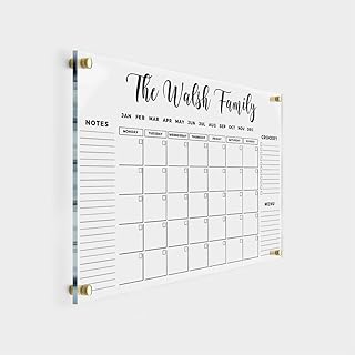 Large Personalized Acrylic Wall Calendar - Dry Erase Calendar Family Calendar 2022 Calendar Monthly and Weekly Board Family Planner New Home (24"x18", Standard Package)