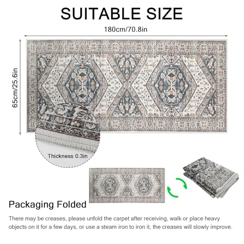 Alfombra de pasillo lavable de 65x180 cm con diseño estampado 3