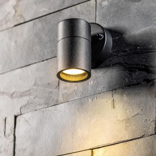 CGC Lighting Stainless Steel Outside Outdoor Wall Light LED GU10 Up or Down Mounted IP44 (Black)