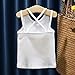 Girls Tank Tops Kids Cross Back Sleeveless Backless Shirts Summer Athletic Workout Undershirt (White, 18-24 Months)