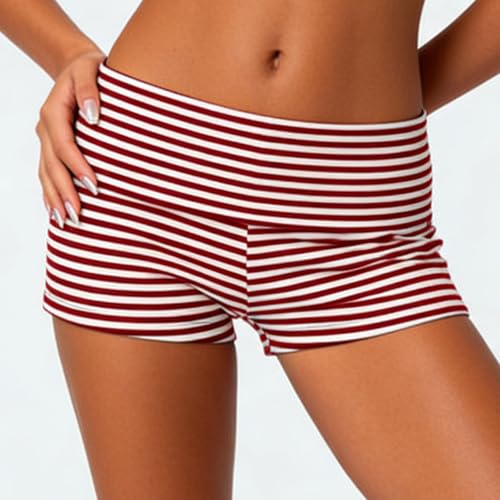 Image of KMBANGI Womens Fold Over Shorts Elastic Waist Y2k Lounge Shorts Foldover Cute Pajama Micro Bottoms Mini Shorts Sleepwear