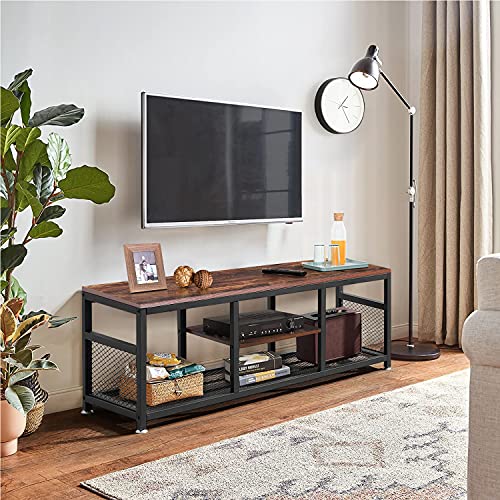 Vecelo Tv Stand For 55 Inch, Entertainment Center Media Console Table With Storage For Living Room And Bedroom, 47 Inch, Brown+Black #TOP2