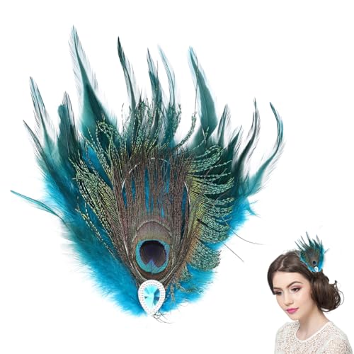 2 Piezas Pinza para Cabello con Plumas de Pavo Real miniatura 1