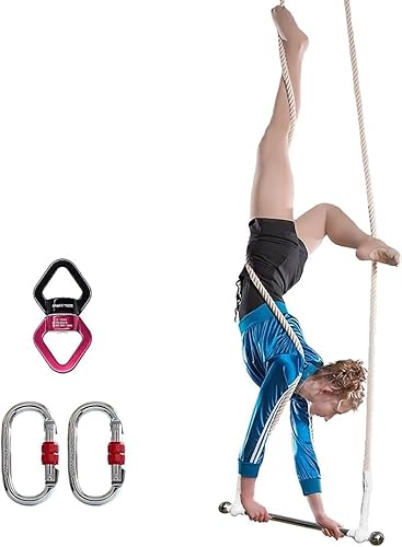 PRIOR FITNESS Cascades Aériennes Barre de Trapèze Volant Professionnel, 2 Mètres Corde, Kit en Acier Premium pour Intérieur et Extérieur, Yoga Avion, Danse sur Swing et Cirque