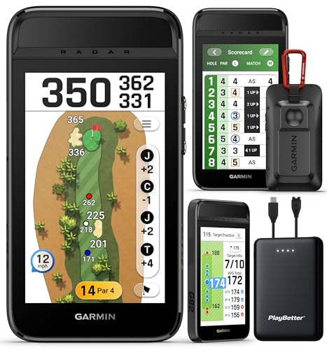 Image of Garmin Approach G82 Golf Launch Monitor & GPS Handheld PlayBetter Bundle | Large Color Touchscreen, 15HR Battery Life, 43K Courses, Putting Stroke Length & Tempo | Includes 5000mAh Portable Charger
