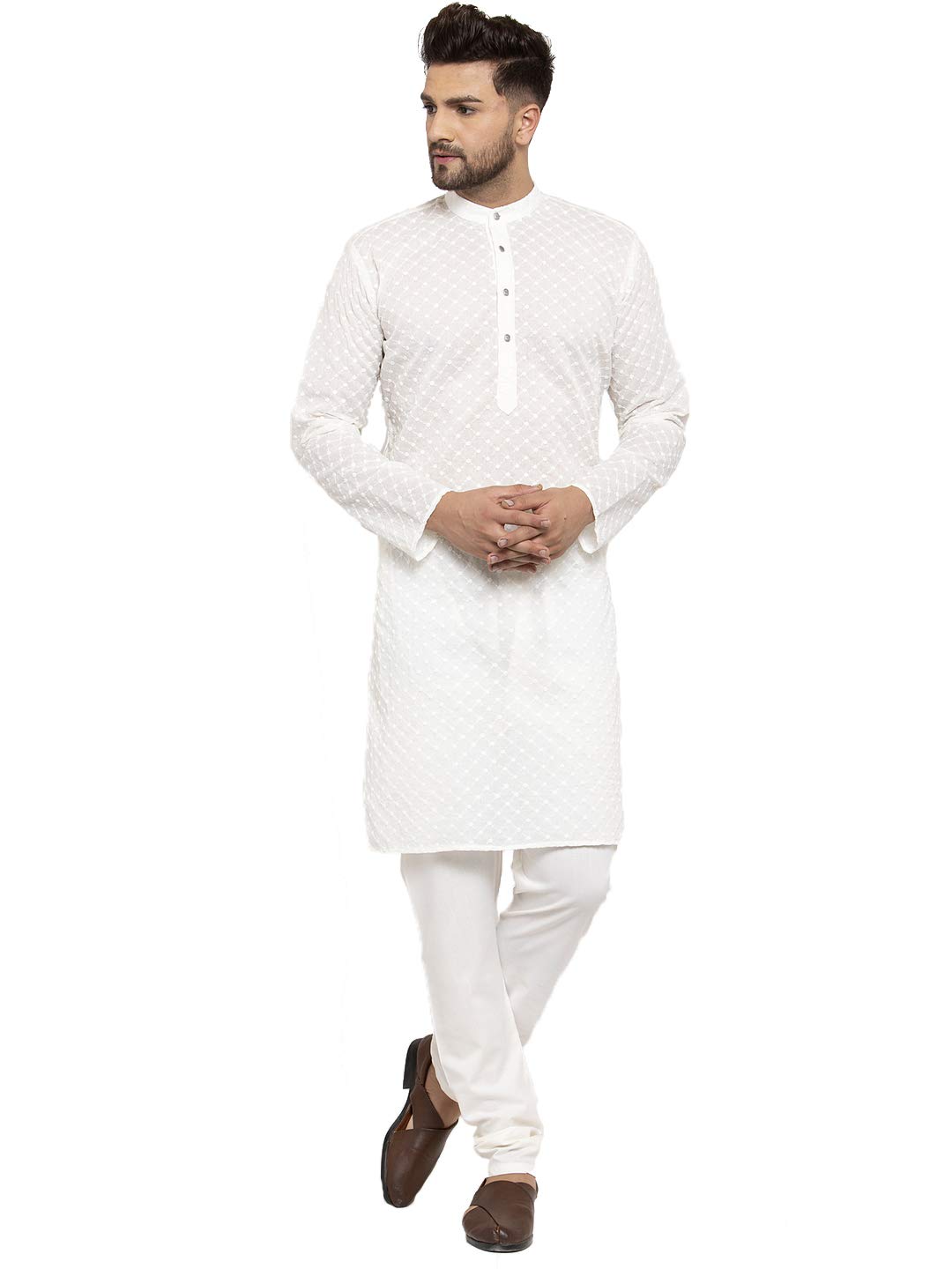 Jompers Men's Chicken Cotton Kurta Pyjama. (Cream, S)