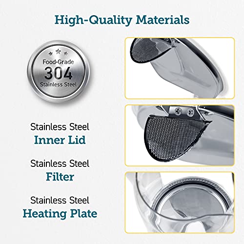 Cosori Electric Kettle 1.7L,Speed-Boil Water Boiler (Bpa Free) Auto Shut-Off & Boil-Dry Protection,Glass Water Boiler With Led Indicator Inner Lid & Bottom,White #TOP2