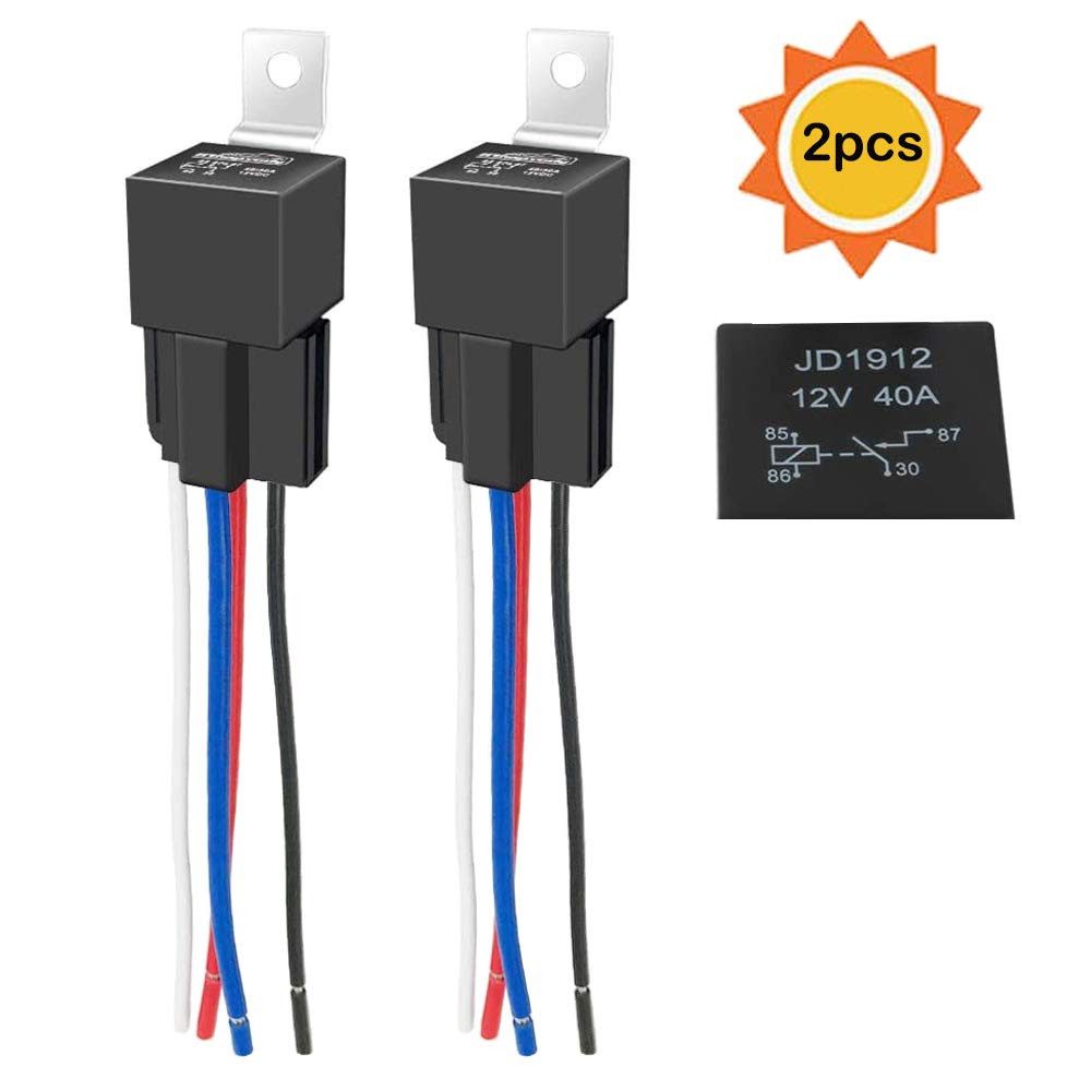 Buy GTIWUNG 2 Pack 12V 40A JD1912 Car Relay Harness, 4 Pin SPST Relay