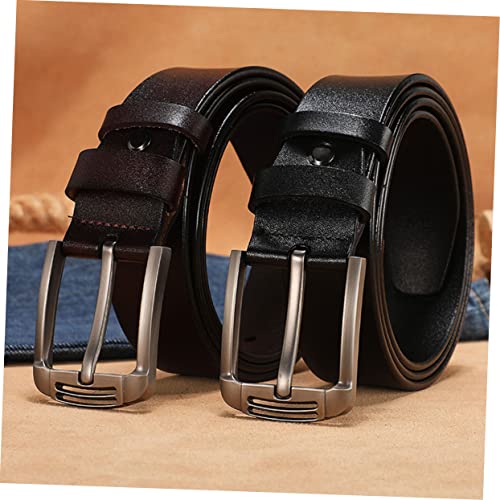 Men's Leather Casual Belt Square Pin Buckle Stretchable Belt for Men Black2