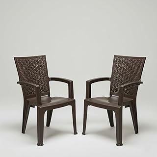 Nilkamal Plastic Chair for Living room with Arm |Set of 2 | 3 Year Warranty | For Home, Living Room, Outdoor | Weather Bro... Price In India