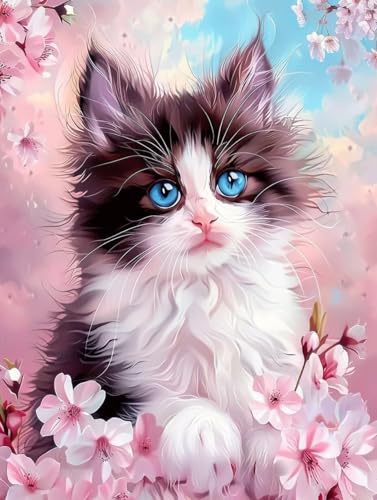 Loisirs Créatifs Adultes : réduisez le stress grâce au Diamond Art Chat 45x60