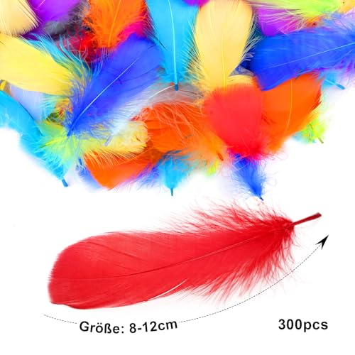 300 Stück Federn zum Basteln, Natürliche Bastelfedern, Federn Bunt, Federn Basteln Fasanenfedern, Bastelfedern Deko, Indianer Feder für DIY DEK Ostern Halloween Maske Traumfänger Partydekorationen