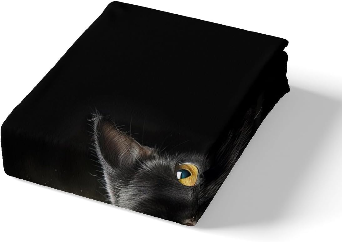 Homemissing Gatto Parure da letto Carino Modello di Gatto Nero Copripiumino 200 x 200 cm Animali stampato Ragazza Ragazzo Copripiumino Fattoria Gatto Decorazione Biancheria da letto Set con 2 federe
