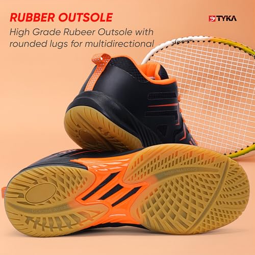 Image of TYKA Court Lite Lightweight Badminton Shoes for Men - Indoor Court Shoes with Superior Grip & Comfort Neon