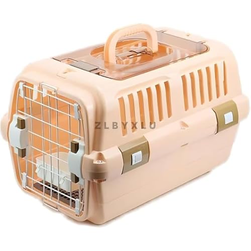 ZLBYXLUペットキャリー 猫 キャリー コンテナ 耐荷重10KG 頑丈 フードボウル&メッシュカバー付き キャリーケース 大きめ 持ち運び 航空輸送ボックス 旅行 通院 防災 簡単組立 犬 キャリーケース (30*32*49CM,A)