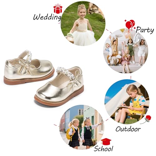 Image of PHIRAMIN Toddler Girl Mary Jane Student Oxford Shoes-Little Girl School Uniform Shoes for Wedding Party