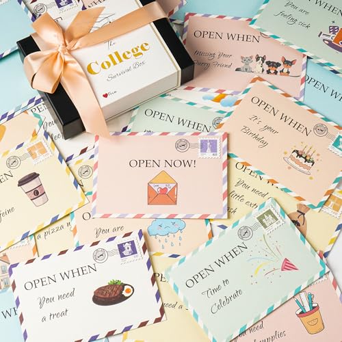 Image of AYGXU College survival gift card book,Graduation gifts 2026-26pcs open when envelopes,open when letters,college gift card envelopes gifts,end of year student gifts for him,her,Friends,Son-black gold