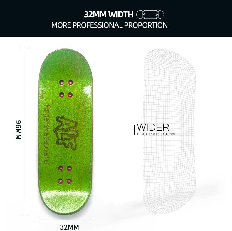 32mm Professional Fingerboard Complete Set, 7 Color Options, 5-Layer Maple Wood Deck with Metal Trucks, Bearing Wheels and Grip Tape (Rose Red)