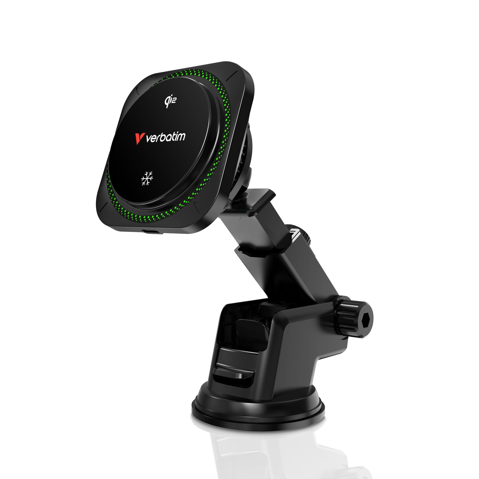 Verbatim Qi2 Auto Handyhalterung Wireless Charger Magnet RGB 15W Qi2 | Mit magnetischem Wireless Charging und RGB Beleuchtung für iPhone und Android Smartphones